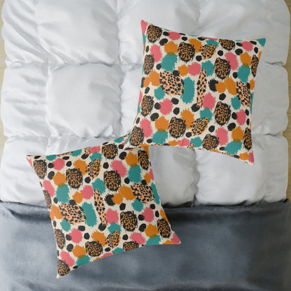 Leopard Spot Abstract Throw Pillow — Colorful Modern Animal Print Cushion