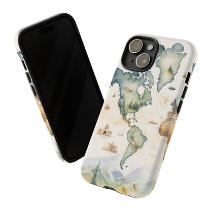 Hard Phone Case — Watercolor Fantasy Map Castle Design