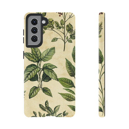 Botanical Leaves Tough Phone Case — Vintage Green Plant Print