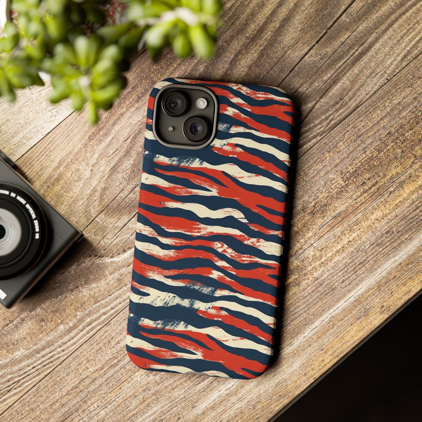 Patriotic Red White Blue Zebra Phone Case,Africa Pattern