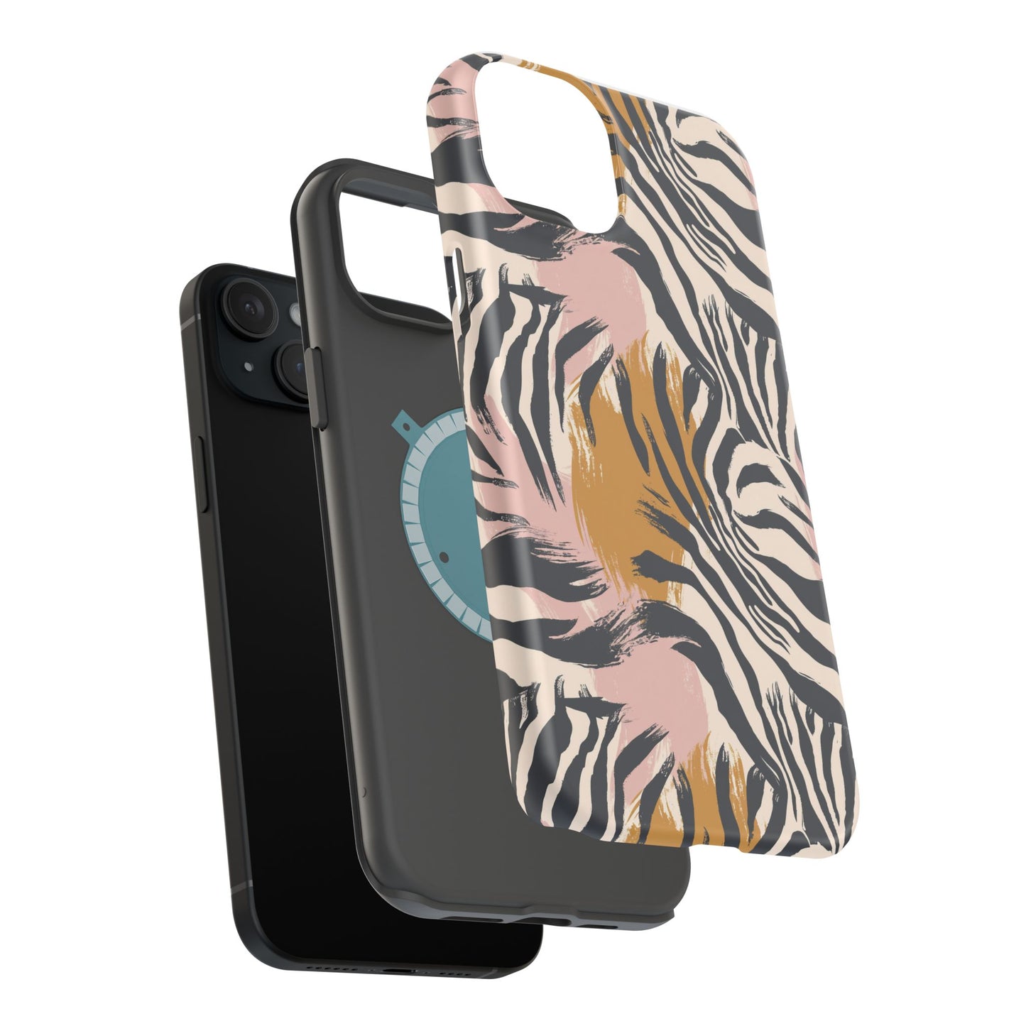 Zebra Brushstroke Magnetic Impact Phone Case,Africa Pattern