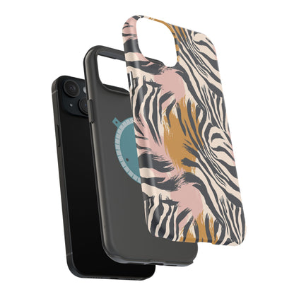 Zebra Brushstroke Magnetic Impact Phone Case,Africa Pattern