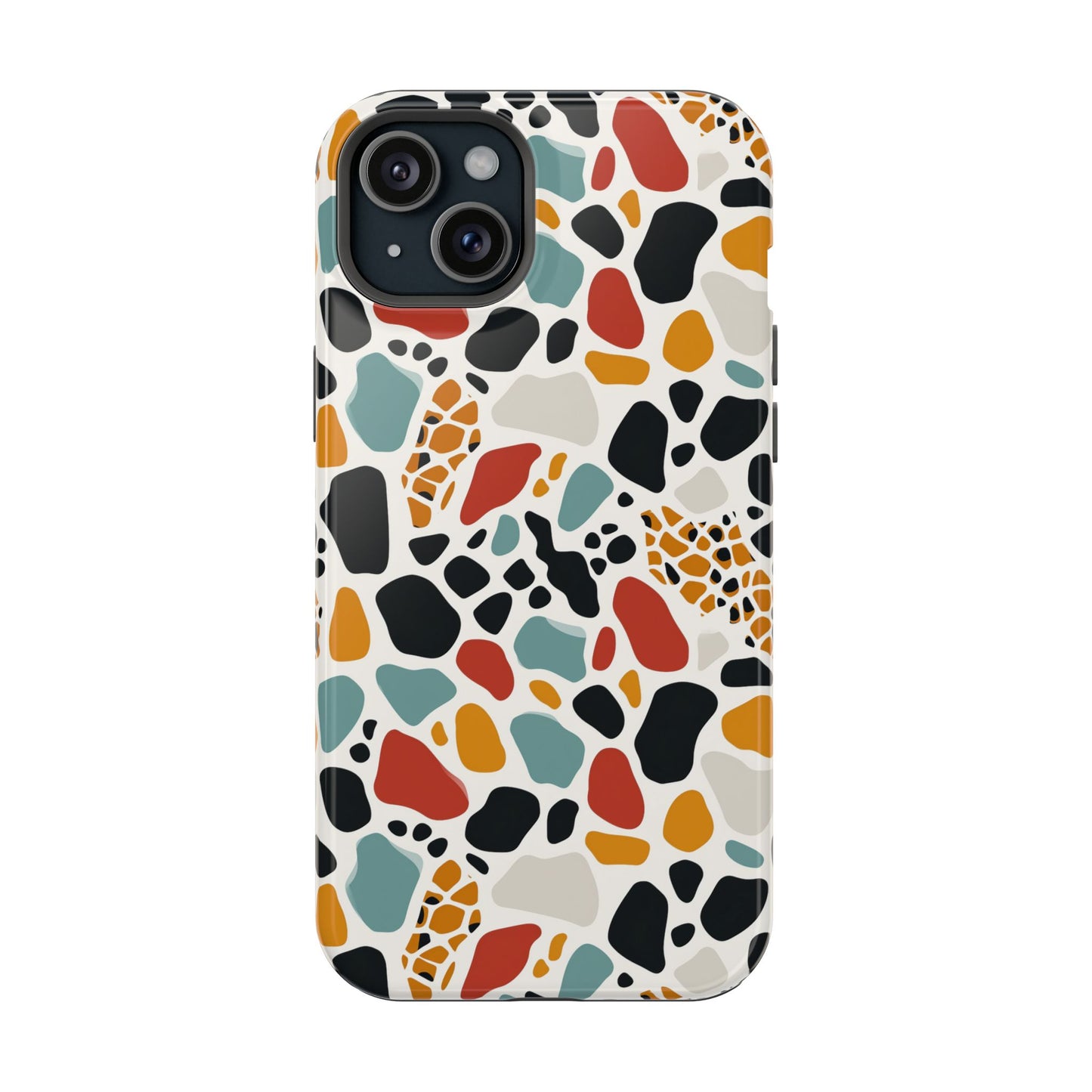 Terrazzo Pattern Magnetic Impact Phone Case — Colorful Retro Pebble Design