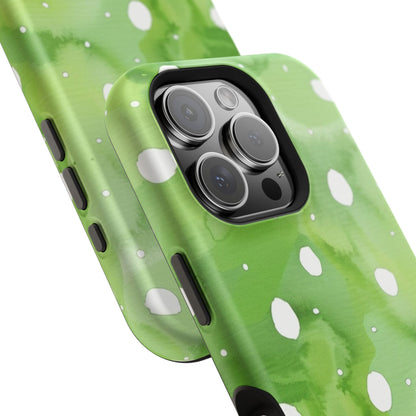 Green Watercolor Polka Dot Magnetic Impact Phone Case