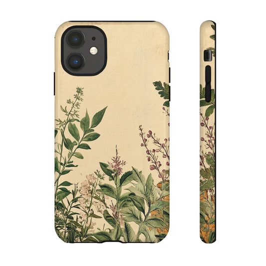 Floral Vintage Tough Case – Botanical Protective Phone Cover,Plants Lovers