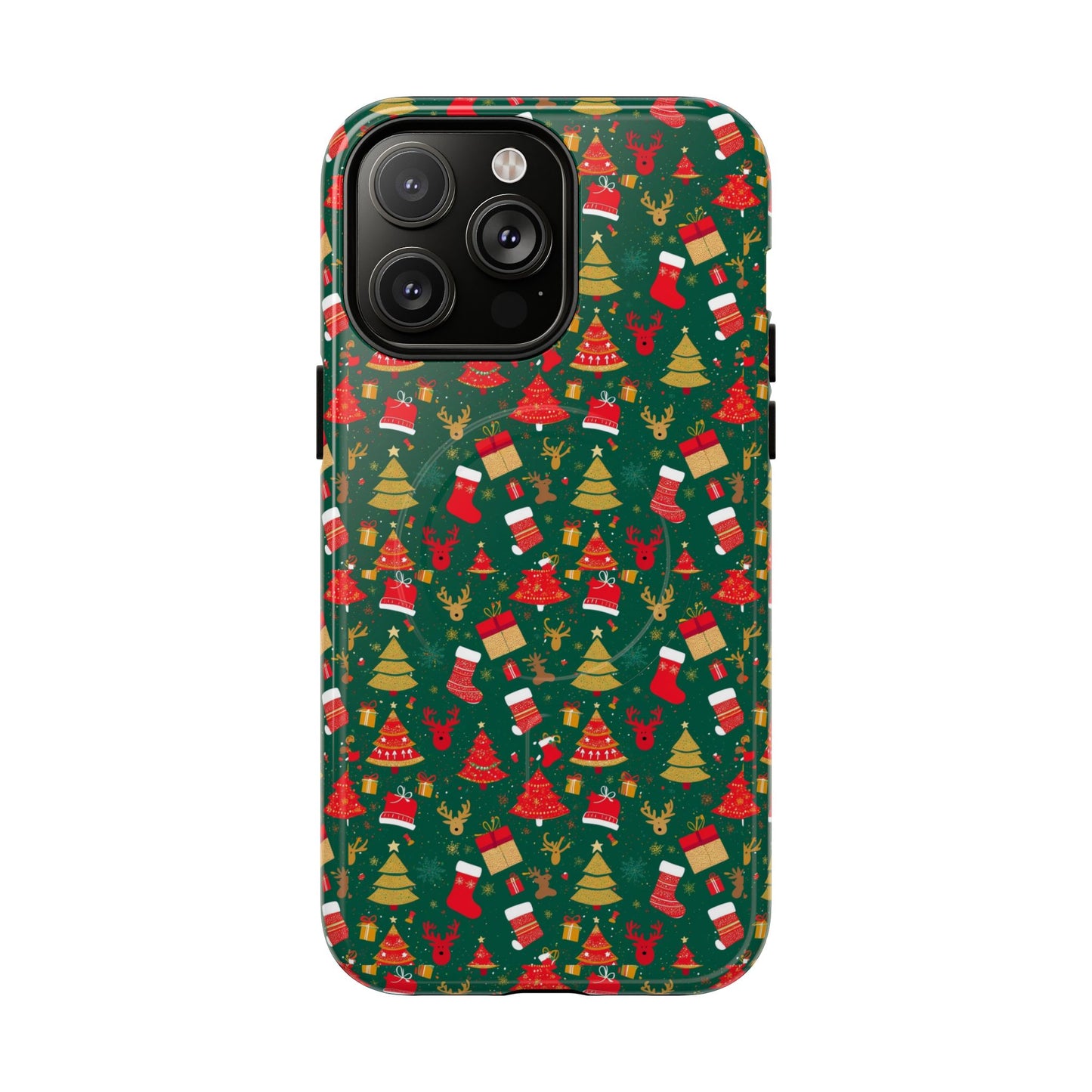 Christmas Tough Magnetic Phone Case | Festive Holiday Accessory | Cute Santa & Tree Design, Gift for Him/Her, Seasonal Tech
