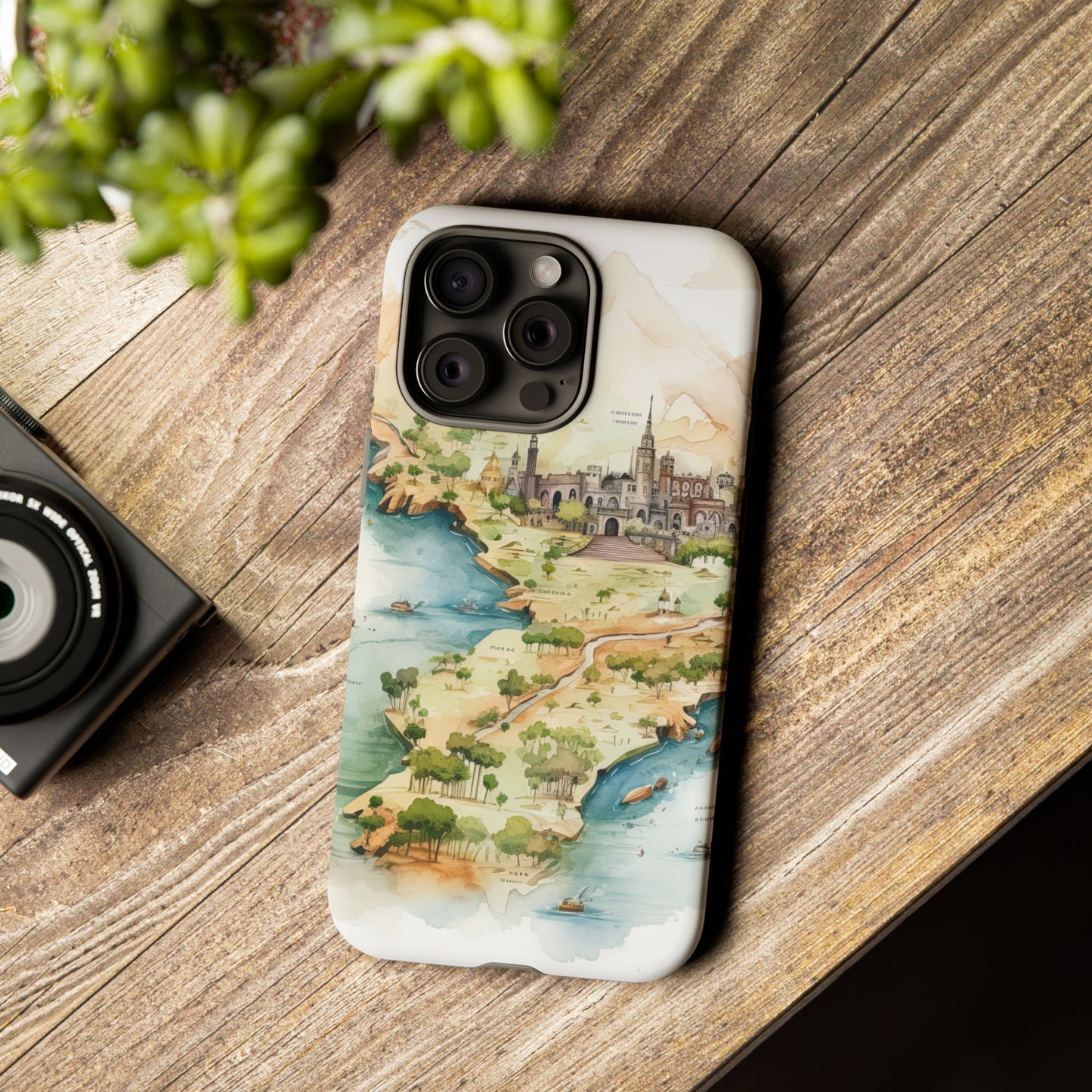 Hard Phone Case — Watercolor Fantasy Map Castle Design