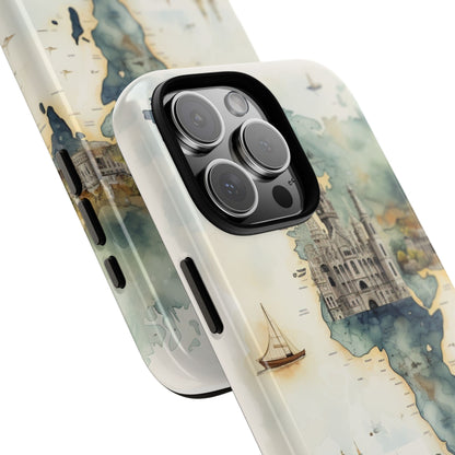 Hard Phone Case — Watercolor Fantasy Map Castle Design