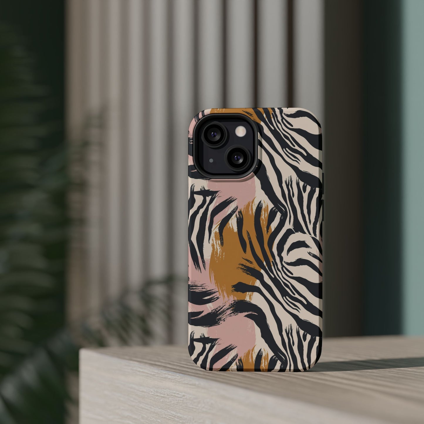 Zebra Brushstroke Magnetic Impact Phone Case,Africa Pattern