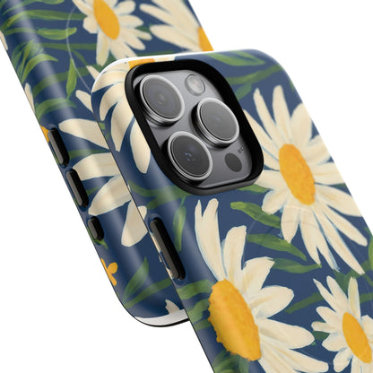 Daisy Floral IPhone Case-Tough Magnetic Cover ,Glossy Finish ,Retro Botanical Flower  Design.