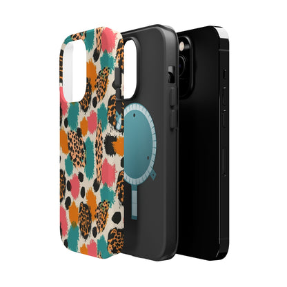 Leopard Splash Magnetic Impact Phone Case — Colorful Abstract Animal Print