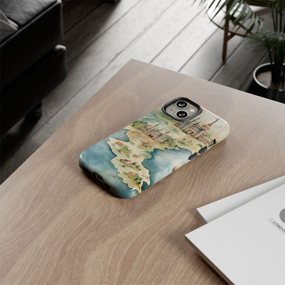Hard Phone Case — Watercolor Fantasy Map Castle Design