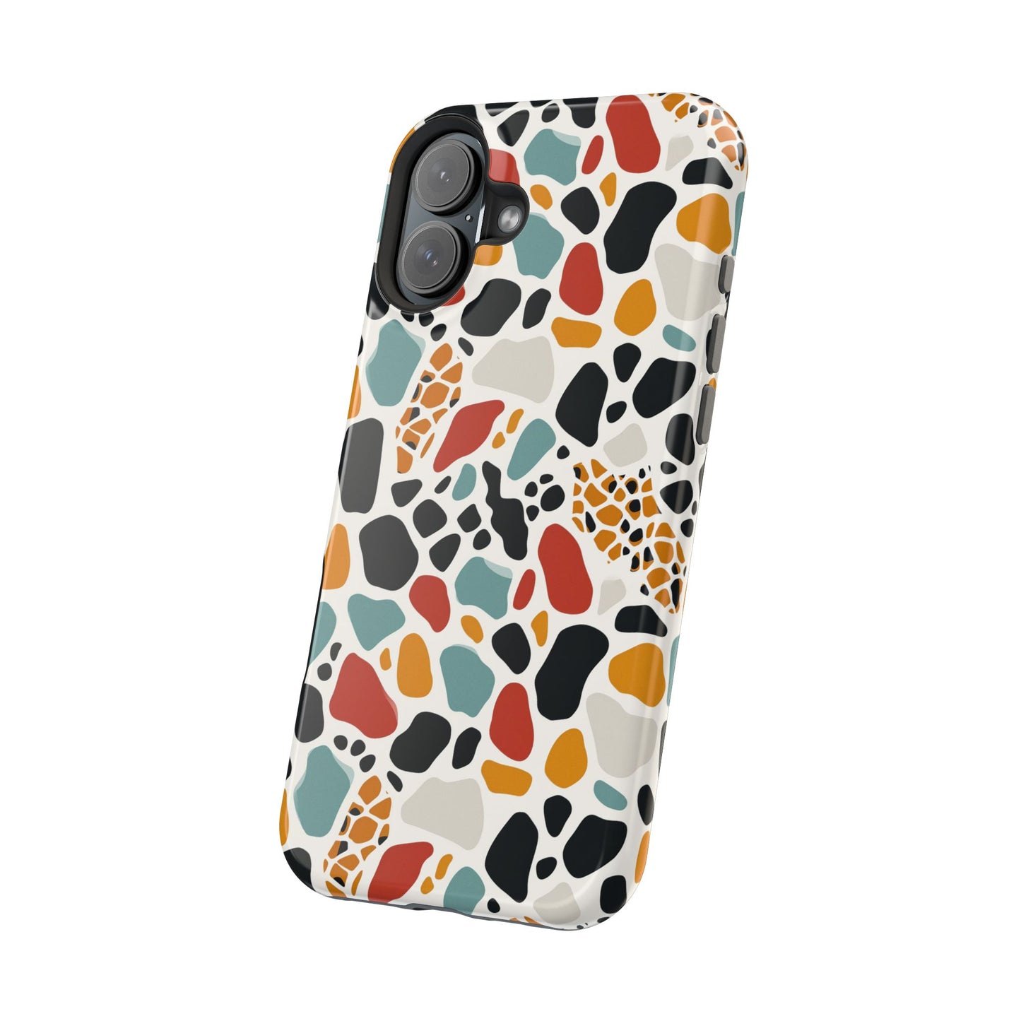 Terrazzo Pattern Magnetic Impact Phone Case — Colorful Retro Pebble Design