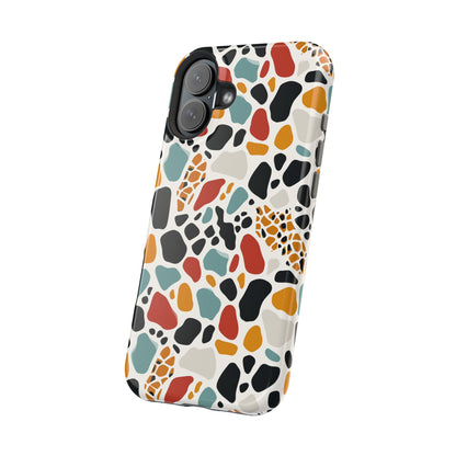 Terrazzo Pattern Magnetic Impact Phone Case — Colorful Retro Pebble Design