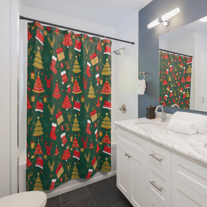 Festive Holiday Shower Curtain, Christmas Decor, Winter Wonderland, Bathroom Accessory, Gift for Christmas
