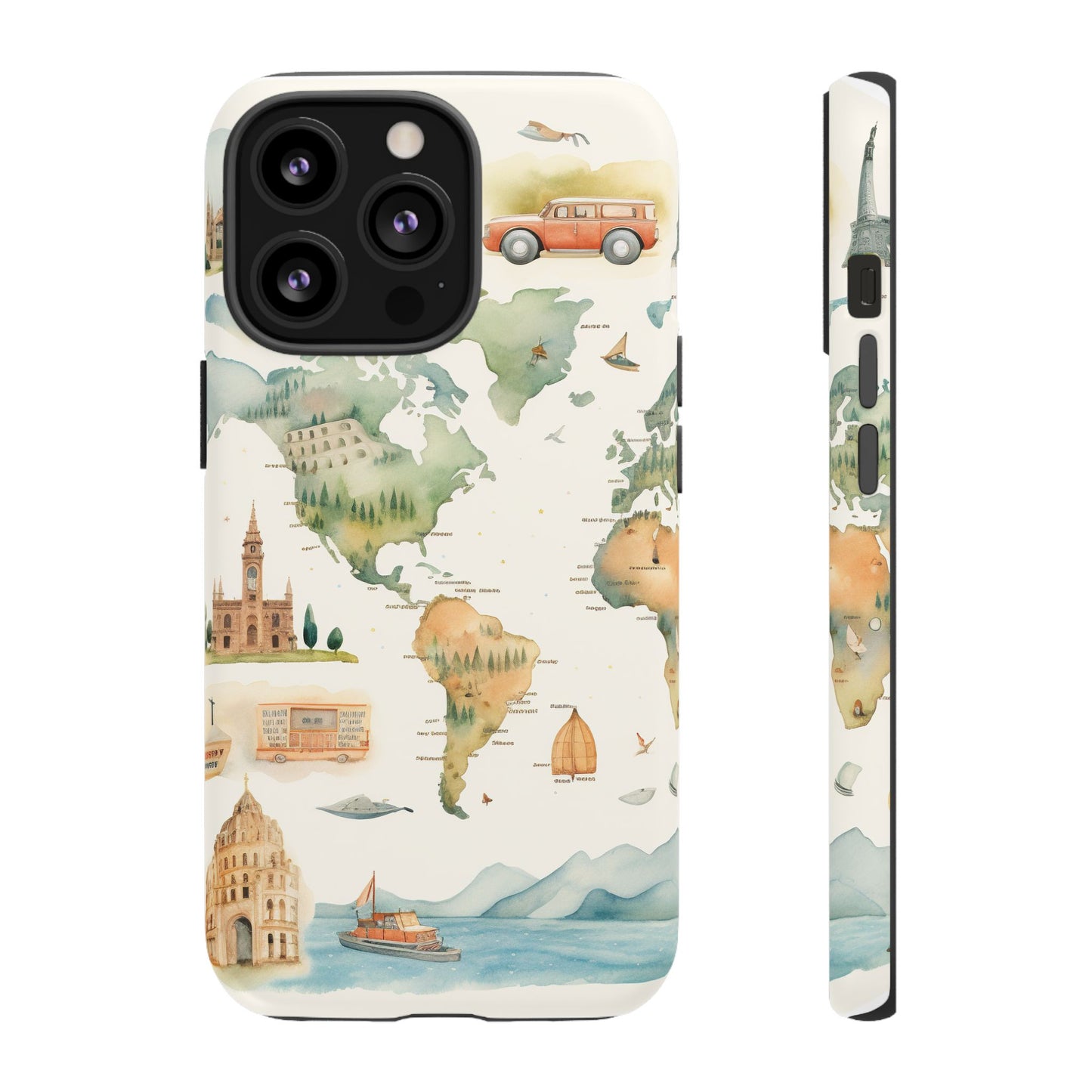 Hard Phone Case — Watercolor Fantasy Map Castle Design