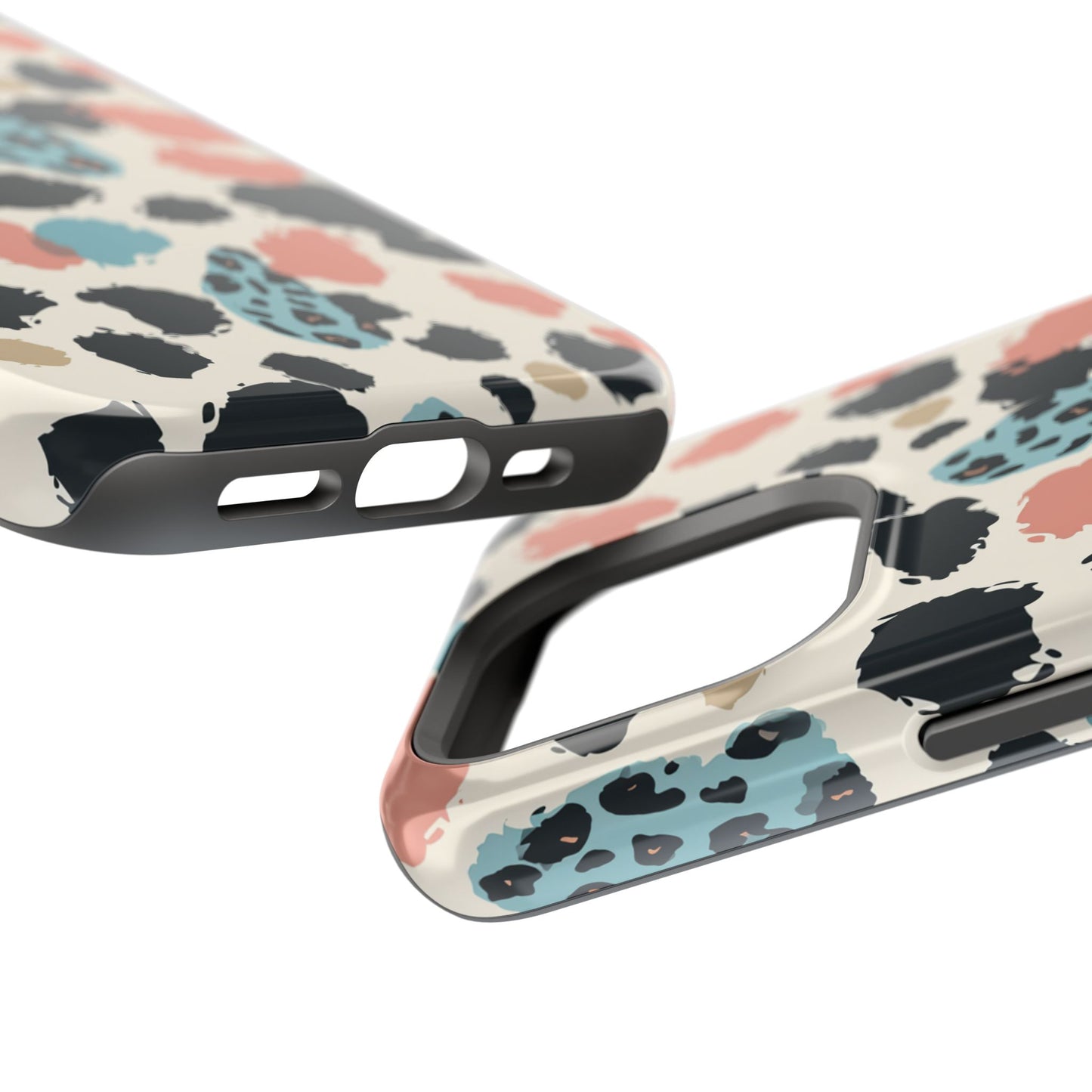 Leopard Splash Magnetic Impact Phone Case — Teal & Coral Animal Print