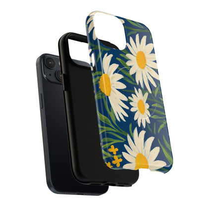 Daisy Floral IPhone Case-Tough Magnetic Cover ,Glossy Finish ,Retro Botanical Flower  Design.