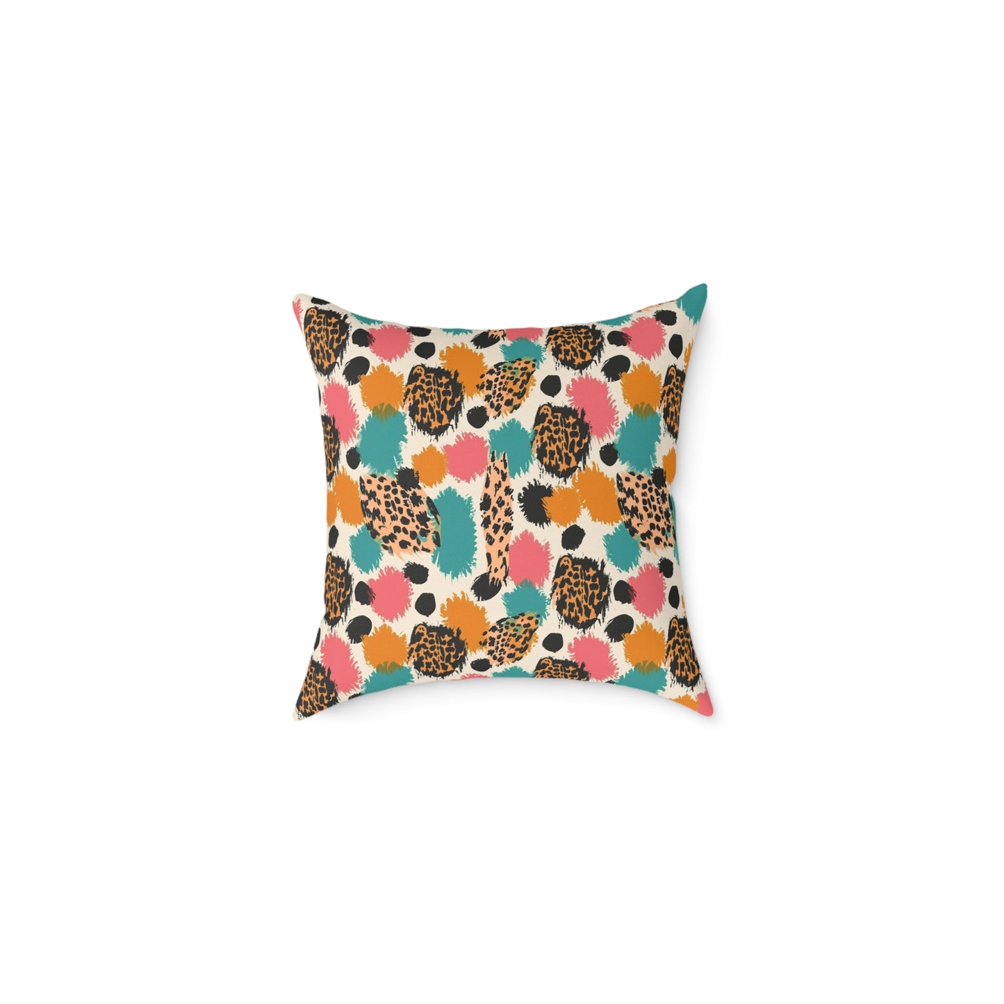 Leopard Spot Abstract Throw Pillow — Colorful Modern Animal Print Cushion