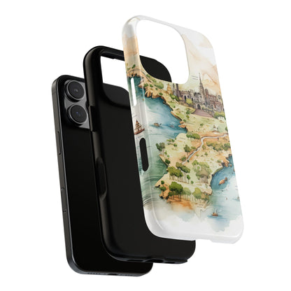 Hard Phone Case — Watercolor Fantasy Map Castle Design