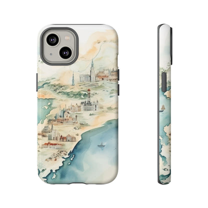 Hard Phone Case — Watercolor Fantasy Map Castle Design