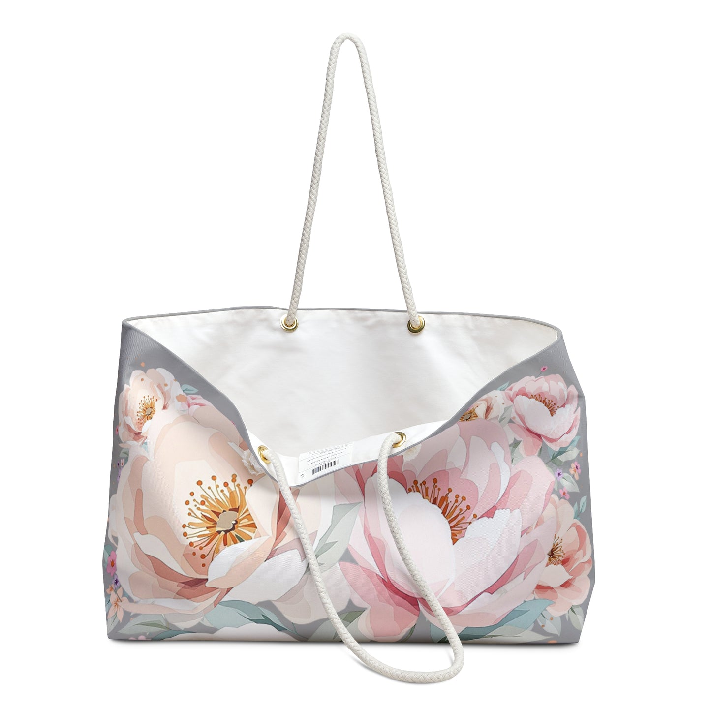 Floral Peony Weekender Bag — Large Pastel Travel Tote