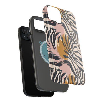 Zebra Brushstroke Magnetic Impact Phone Case,Africa Pattern