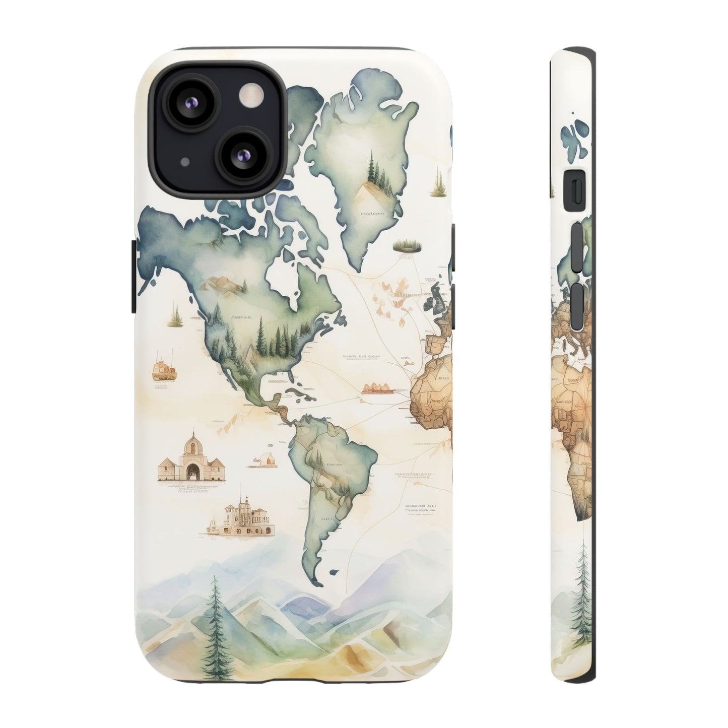 Hard Phone Case — Watercolor Fantasy Map Castle Design