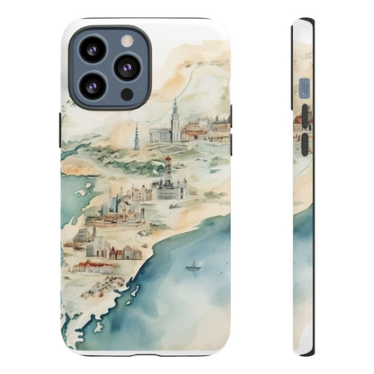 Hard Phone Case — Watercolor Fantasy Map Castle Design