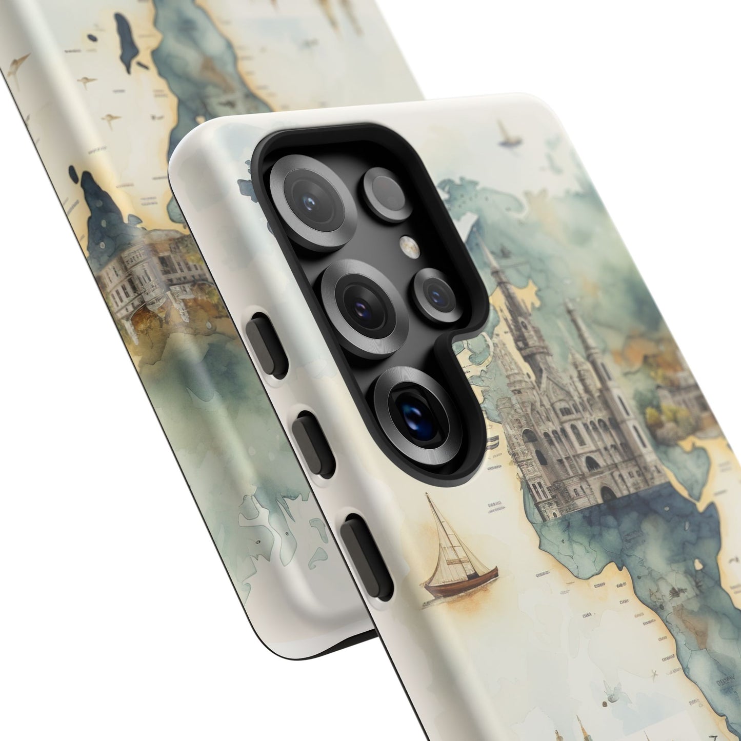 Hard Phone Case — Watercolor Fantasy Map Castle Design