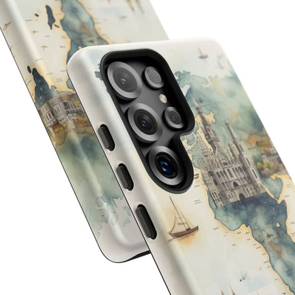 Hard Phone Case — Watercolor Fantasy Map Castle Design