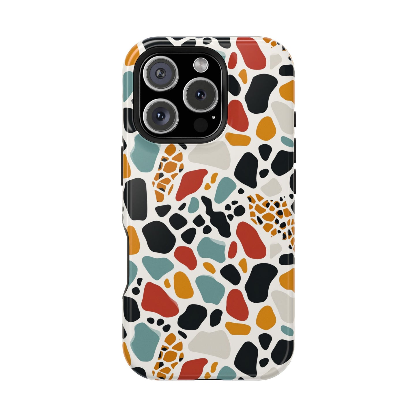 Terrazzo Pattern Magnetic Impact Phone Case — Colorful Retro Pebble Design