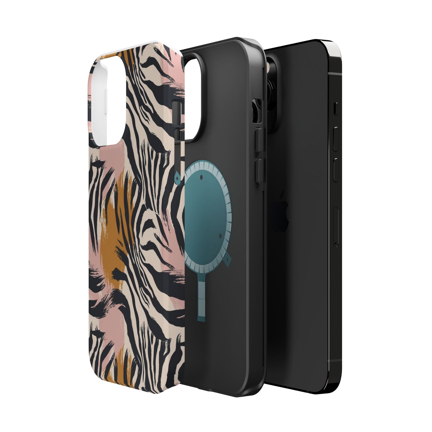 Zebra Brushstroke Magnetic Impact Phone Case,Africa Pattern