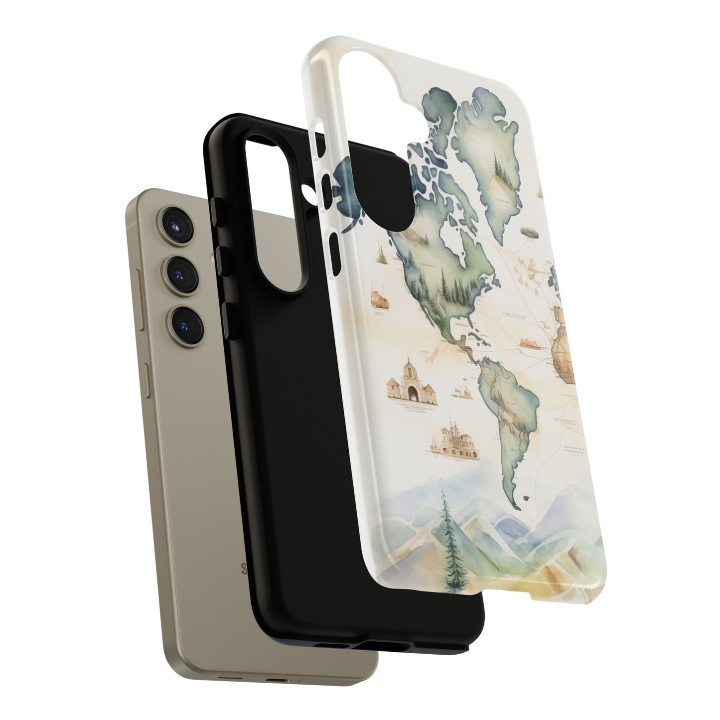Hard Phone Case — Watercolor Fantasy Map Castle Design