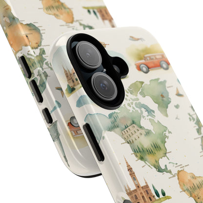 Hard Phone Case — Watercolor Fantasy Map Castle Design