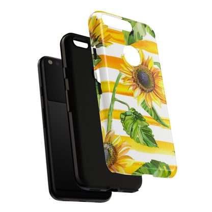 Sunflower Stripes Phone Case - Bright Floral Tough Case
