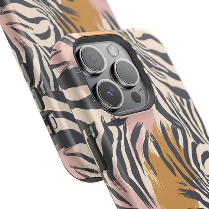 Zebra Brushstroke Magnetic Impact Phone Case,Africa Pattern
