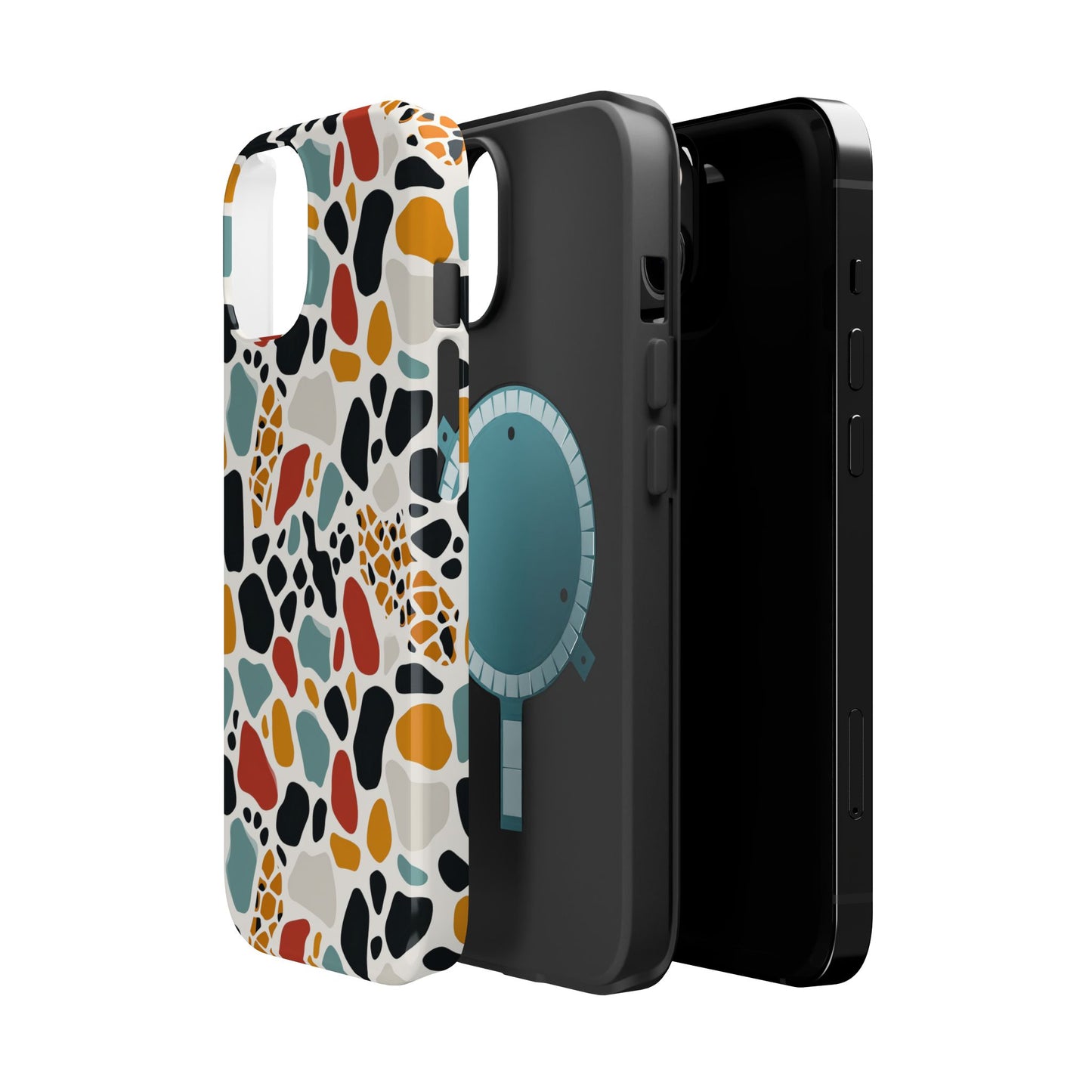 Terrazzo Pattern Magnetic Impact Phone Case — Colorful Retro Pebble Design