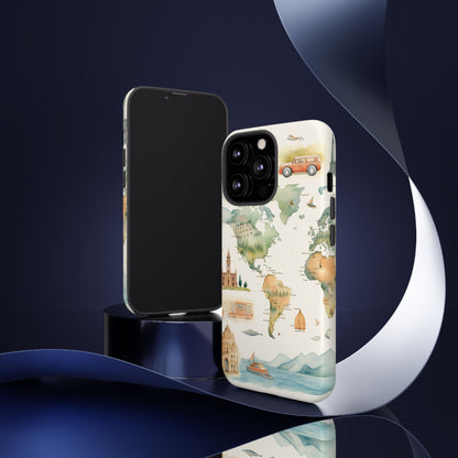 Hard Phone Case — Watercolor Fantasy Map Castle Design