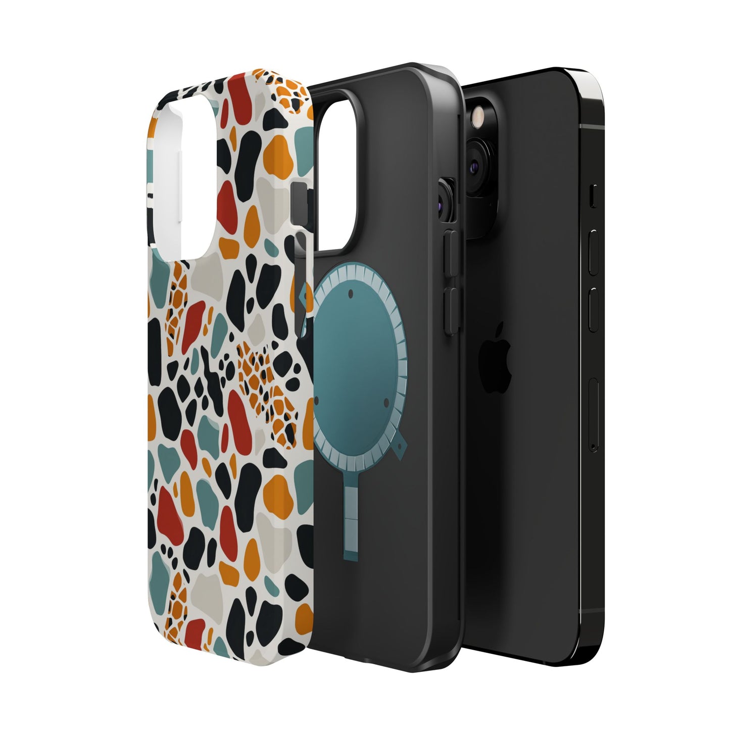 Terrazzo Pattern Magnetic Impact Phone Case — Colorful Retro Pebble Design