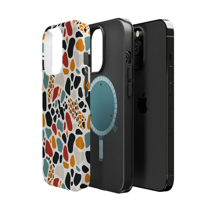 Terrazzo Pattern Magnetic Impact Phone Case — Colorful Retro Pebble Design