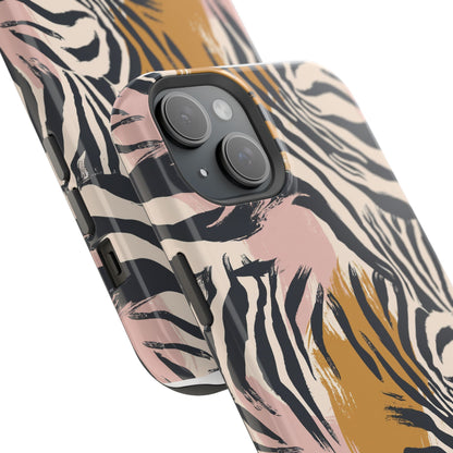 Zebra Brushstroke Magnetic Impact Phone Case,Africa Pattern