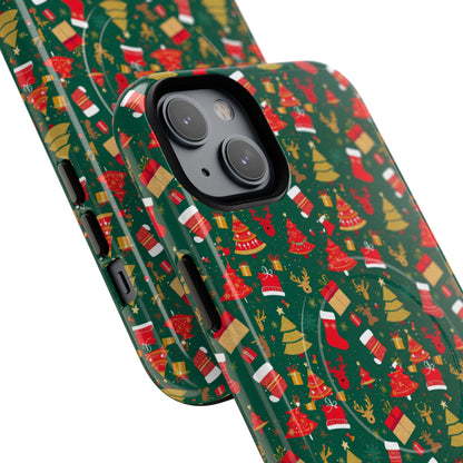 Christmas Tough Magnetic Phone Case | Festive Holiday Accessory | Cute Santa & Tree Design, Gift for Him/Her, Seasonal Tech