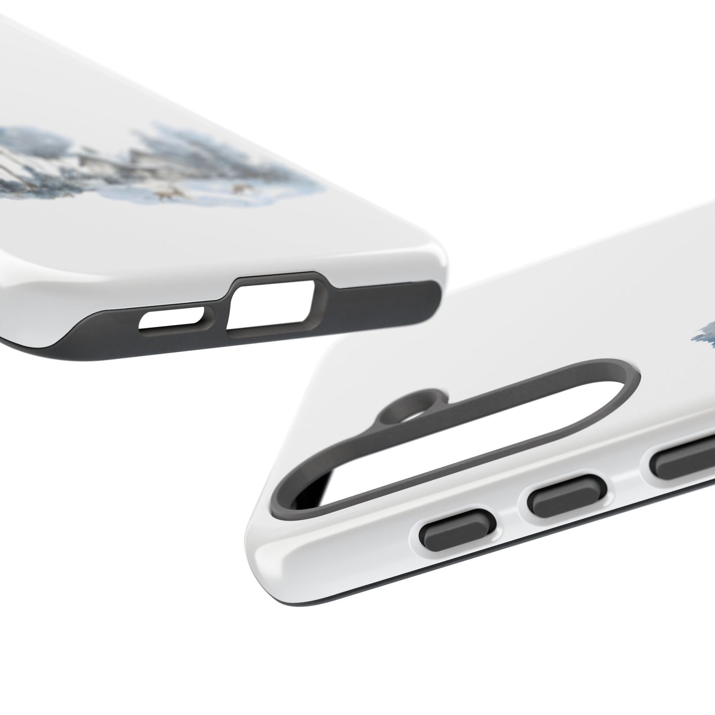 Nature-Inspired Tough Phone Case with Winter Cabin Design