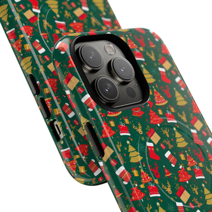 Christmas Tough Magnetic Phone Case | Festive Holiday Accessory | Cute Santa & Tree Design, Gift for Him/Her, Seasonal Tech