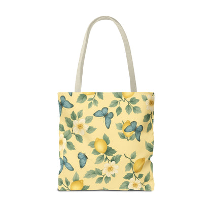 Sunny Lemon Blossom Tote Bag, Summer Vibes, Eco-Friendly Shopping Bag, Floral Market Tote, Perfect Gift for her/him