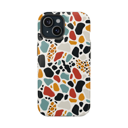 Terrazzo Pattern Magnetic Impact Phone Case — Colorful Retro Pebble Design