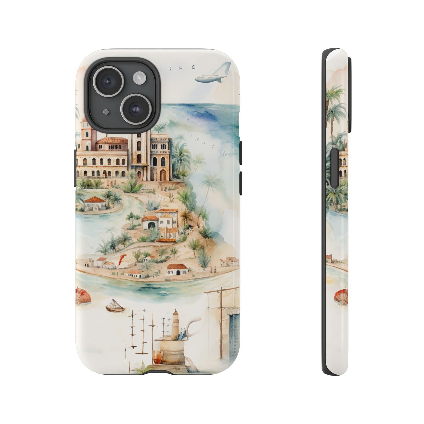 Hard Phone Case — Watercolor Fantasy Map Castle Design