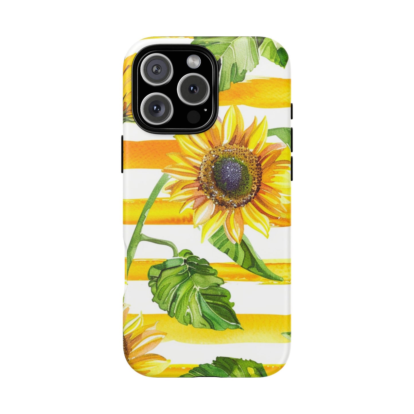 Sunflower Stripes Phone Case - Bright Floral Tough Case