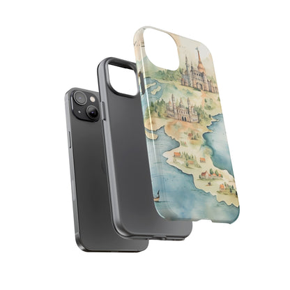 Hard Phone Case — Watercolor Fantasy Map Castle Design
